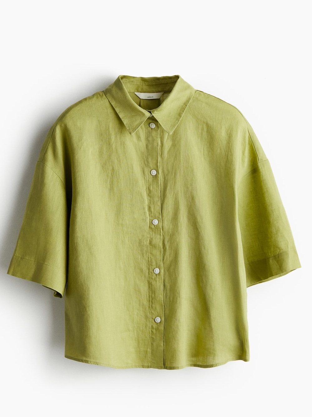 H & M 100% Linen Airy Drop Sleeve Button Down Blouse